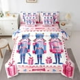 thumbnail image 1 of jejeloiu Happy New Year Bedding Comforter Set 7 Pieces,Pink Blue Gifts Full Bedding Set,Christmas Nutcraker Soldier Fitted Sheet Flat Sheet For Teens,Ultra Soft Home Decor Reversible, 1 of 8