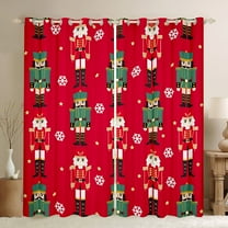 jejeloiu Happy New Year Black Out Curtains,Red Green Curtains Pack of 2 (42x63 Each),Christmas Nutcraker Soldier Bedroom Curtains For Teens,Ultra Soft Home Decor