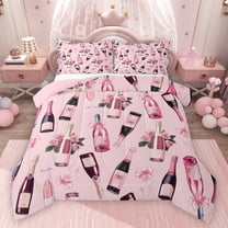 jejeloiu Happy Valentine Day Bedding Comforter Set,Kawaii Bow Tie Twin Comforter Sets,Pink Flower Floral Bedding Set For Men Women,Luxury Bedroom Decor Reversible,2pcs