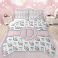 thumbnail image 1 of jejeloiu Happy Valentine'S Day Queen Comforter Set,Blue Letter D Bedding Sets,Cartoon Bowknot Kawaii Flower Bedding Comforter Set For Princess,Lightweight Room Decoration Reversible,3pcs, 1 of 8