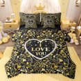 thumbnail image 1 of jejeloiu Happy Valentine's Day 7 Pieces Bedding Comforter Set,Gold Leaves Full Bedding Set For Men Women Reversible, 1 of 8