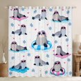 thumbnail image 1 of jejeloiu Harbor Seal Blackout Curtains Set of 2 (52x84 Each),Cute Ocean Animal Window Curtains,Blue Snowflake Pink Love Print 03 For Kids, 1 of 6