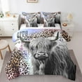 thumbnail image 1 of jejeloiu Highland Cattle Twin Bedding Sets 7-Piece,Leopard Print Bedding Comforter Set,Jungle Animal Sheet Sets For Men Women,Luxury Bedroom Decor Reversible, 1 of 8