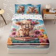 thumbnail image 1 of jejeloiu Highland Cow Book Floral Zipper Full Size Comforter Sets with Fitted Sheet and 2 Pillowcases Kids,Rustic Farm Print Zipper Bedding Set,Reversible,4 Pieces, 1 of 7