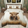 thumbnail image 1 of jejeloiu Highland Cow Cattle Queen Comforter Set,Rustic Farm Animal Bedding Sets,Brown White Bedding Comforter Set For Adult,Luxury Bedroom Decor Reversible,3-Piece, 1 of 8