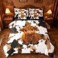 thumbnail image 1 of jejeloiu Highland Cow Cowhide 7pcs Bedding Comforter Set Kids,Farm Animal Print Queen Bedding Sets,Reversible, 1 of 7