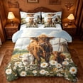 thumbnail image 1 of jejeloiu Highland Cow Daisy Windmill 7-Piece Bedding Comforter Set Kids,Rustic Farm Print King Bedding Sets, 1 of 7