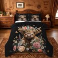 thumbnail image 1 of jejeloiu Highland Cow Flower Full Size Comforter Sets Kids,Farm Animal Print Bedding Sets,Reversible,3pcs, 1 of 8