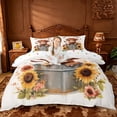 thumbnail image 1 of jejeloiu Highland Cow Sunflower Duvet Cover Set Kids,Floral Farm Print Bedding Full,Reversible,3 Pieces(No Comforter), 1 of 6