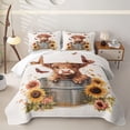 thumbnail image 1 of jejeloiu Highland Cow Sunflower Twin Quilt Set Kids,Floral Farm Print Twin Coverlet Set,2 Pieces, 1 of 7