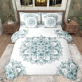 thumbnail image 1 of jejeloiu Hippie Medallion Floral 7pcs Bedding Comforter Set,Teal Bohemian Flower Queen Bedding Sets,Boho Exotic Style Queen Sheet Sets For Teens,Ultra Soft Home Decor Reversible, 1 of 8