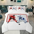 thumbnail image 1 of jejeloiu Hockey Game Lovers Queen Comforter Set,Ball Sport Gamer Bedding Sets,White Red Bedding Comforter Set For Kids,Luxury Bedroom Decor,3-Piece, 1 of 8