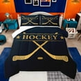 thumbnail image 1 of jejeloiu Hockey Sport Games Bedding Comforter Set,Hockey Stick Twin Comforter Sets,Gold Black Bedding Set For Teens,Luxury Bedroom Decor,2-Piece, 1 of 8