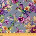 thumbnail image 1 of jejeloiu Hummingbird Fabric by the Yard 1 Yard,Hydrangea Lily Flower Home Decor Fabric by the Yard,Purple Floral Sewing Fabric For Girls Boys,Ultra Soft Home Decor, 1 of 6