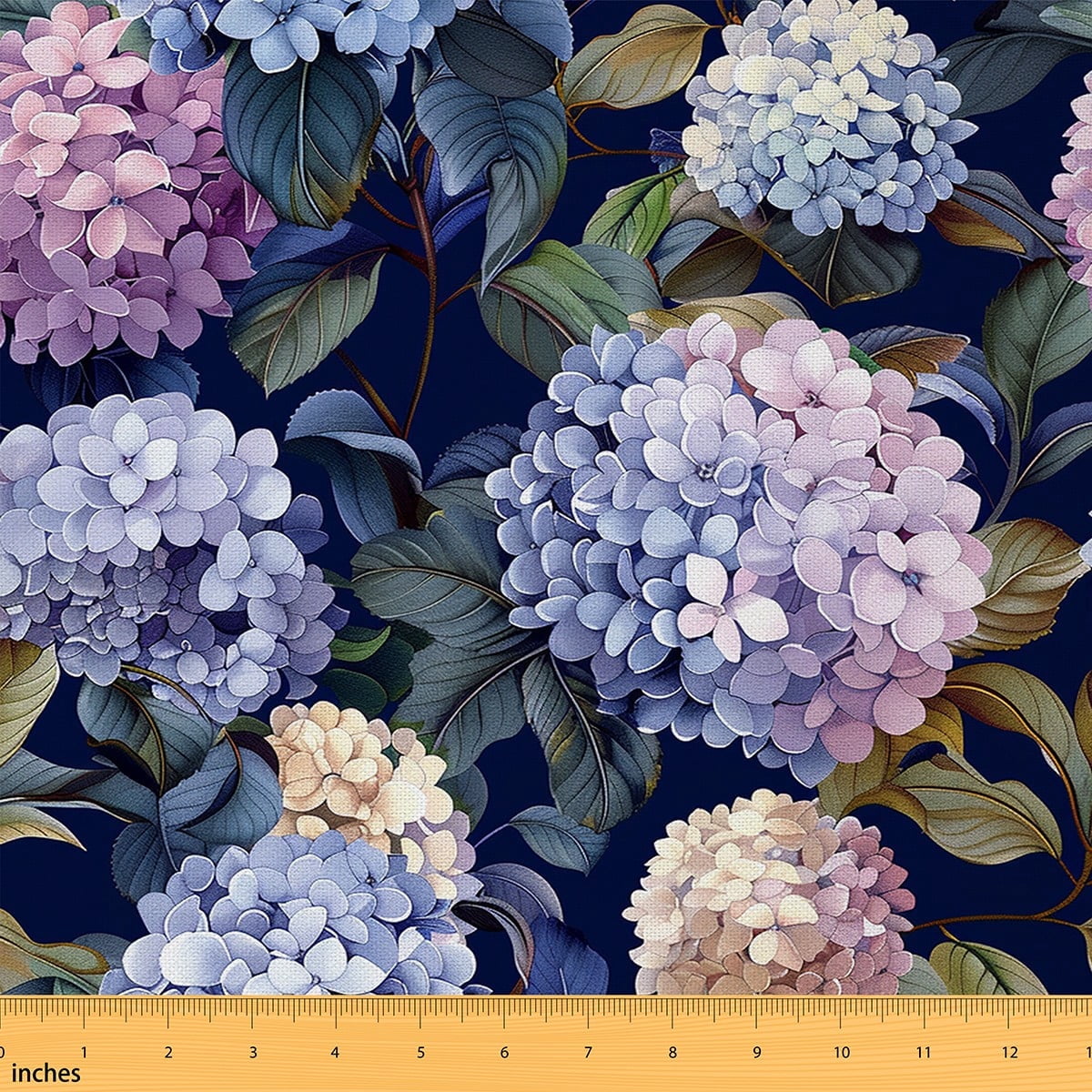 jejeloiu Hydrangea Fabric by the Yard 5 Yards,Rustic Floral Fabric for Sewing,Purple Green Home Decor Fabric by the Yard For Girls,Ultra Soft Home Decor