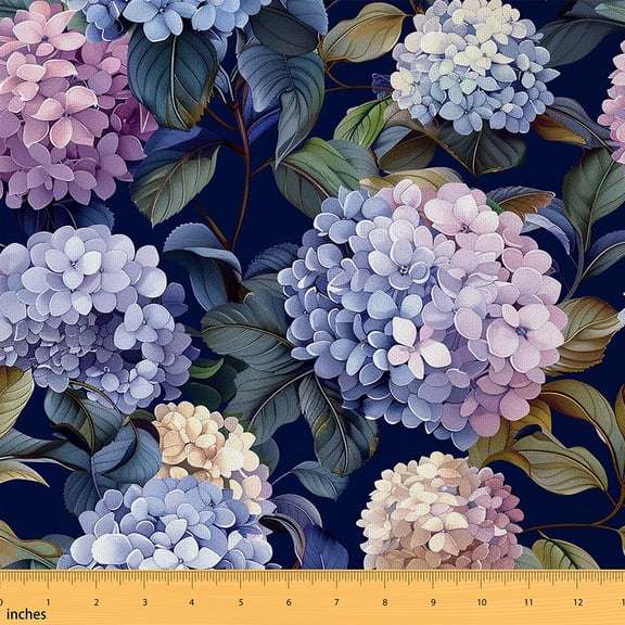 jejeloiu Hydrangea Fabric by the Yard 5 Yards,Rustic Floral Fabric for Sewing,Purple Green Home Decor Fabric by the Yard For Girls,Ultra Soft Home Decor