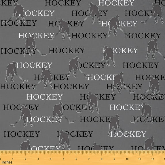 jejeloiu Ice Hockey Fabric by the Yard 1 Yard,Sport Theme Home Decor Fabric by the Yard,Gray White Game Sewing Fabric For Boys,Ultra Soft Bedroom Decorative