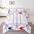 thumbnail image 1 of jejeloiu Ice Hockey Full Size Comforter Sets,Sport Theme Bedding Comforter Set,White Blue Red Bedding Sets For Boys Kids,Breathable Home Decor Reversible,3 Pieces, 1 of 8