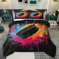 thumbnail image 1 of jejeloiu Ice Hockey Sport Full Size Comforter Sets,Boys Ball Game Bedding Comforter Set,Multicolor Graffiti Ink Bedding Sets For Boys Teens,Breathable Home Decor Reversible,3pcs, 1 of 8