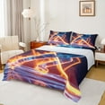 thumbnail image 1 of jejeloiu Ice Hockey Twin Sheet Sets,Hockey Game Twin Fitted Sheet,Orange Blue Flat Sheet For Teens,Breathable Bedroom Decoration,3-Piece, 1 of 7