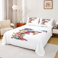 thumbnail image 1 of jejeloiu Initial F Floral Queen Sheet Sets For Kids,Watercolor Art Bed Set,4 Pieces, 1 of 6