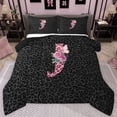 thumbnail image 1 of jejeloiu Initial Letter J Queen Comforter Set,Pink Romantic Flower Bedding Comforter Set For Girls Teens Reversible 3pcs, 1 of 8