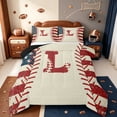 thumbnail image 1 of jejeloiu Initial Letter L Full Size Comforter Sets,Vintage American Flag Bedding Sets For Baseball Lover Reversible 3-Piece, 1 of 8