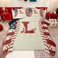 thumbnail image 1 of jejeloiu Initial Letter L Full Size Comforter Sets,Vintage American Flag Bedding Sets For Baseball Lover Reversible 3-Piece, 1 of 8