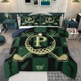 thumbnail image 1 of jejeloiu Initial Letter P Full Size Comforter Sets,Golf Ball Game Bedding Comforter Set,Green Black Beige Bedding Sets For Kids,Breathable Bedroom Decoration Reversible,3 Pieces, 1 of 8