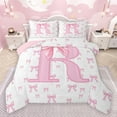 thumbnail image 1 of jejeloiu Initial Letter R Bedding Comforter Set,Bow Knot Ribbon Twin Comforter Sets,Pink White Bedding Set For Kids,Breathable Bedroom Decoration Reversible,2-Piece, 1 of 8