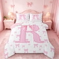 thumbnail image 1 of jejeloiu Initial Letter R Bedding Comforter Set,Bow Knot Ribbon Twin Comforter Sets,Pink White Bedding Set For Kids,Breathable Bedroom Decoration Reversible,2-Piece, 1 of 8