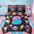 thumbnail image 1 of jejeloiu Initial Letter S 7pcs Bedding Comforter Set,Baseball Sport Games Queen Bedding Sets For Boys Kids Reversible, 1 of 8