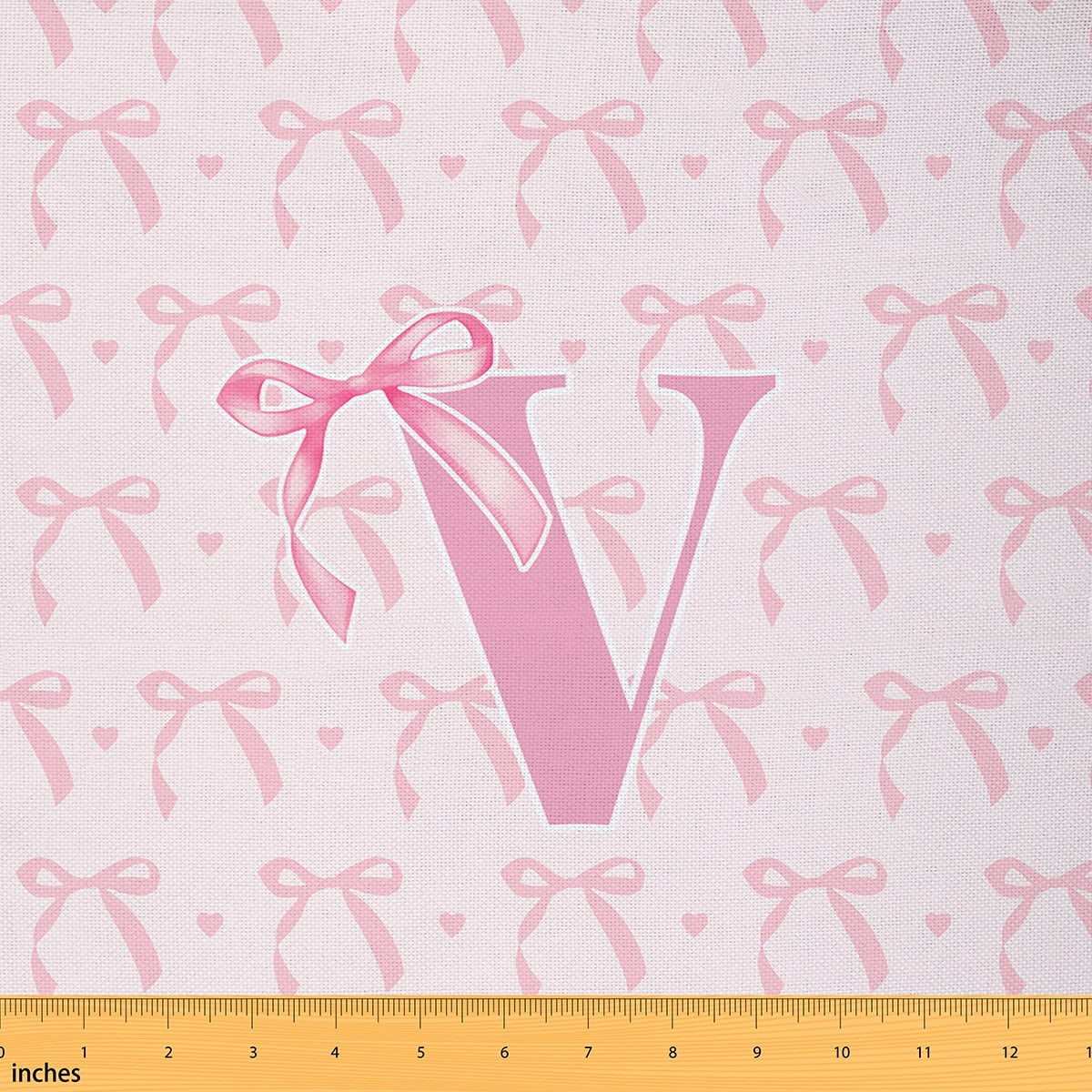 jejeloiu Initial Letter V Fabric by the Yard 2 Yards,Ribbon Bow Knot