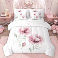 thumbnail image 1 of jejeloiu Ink Aesthetic Art 7-Piece Twin Bedding Sets,Retro Rustic Floral Bedding Comforter Set,White Pink Sheet Sets For Kids,Ultra Soft Home Decor Reversible, 1 of 8