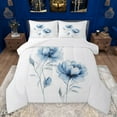 thumbnail image 1 of jejeloiu Ink Aesthetic Art Bedding Comforter Set,Retro Rustic Floral Twin Comforter Sets,Blue White Bedding Set For Kids,Ultra Soft Home Decor Reversible,2pcs, 1 of 8
