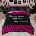 thumbnail image 1 of jejeloiu Inspirational Quote Theme Bedding Comforter Set,Wild Cheetah Texture Twin Comforter Sets,Hotpink Black Bedding Set For Girls Boys,Microfiber Bedroom Decor Reversible,2pcs, 1 of 8