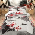 thumbnail image 1 of jejeloiu Japanese Ink Painting Bedding Comforter Set,Natural Scenery Twin Comforter Sets,Rustic Plum Blossom Bedding Set For Girls,Super Cozy Room Decor Reversible,2pcs, 1 of 8