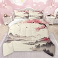 thumbnail image 1 of jejeloiu Japanese Minimalist Style Bedding Comforter Set,Pink Cherry Blossoms Twin Comforter Sets,Pink Beige Gray Bedding Set For Adults,Breathable Home Decor Reversible,2 Pieces, 1 of 8