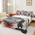 thumbnail image 1 of jejeloiu Japanese Samurai Twin Sheet Sets,Retro Ink Painting Twin Fitted Sheet,Red Flower Floral Flat Sheet For Boys Kids,Microfiber Bedroom Decor,3 Pieces, 1 of 7