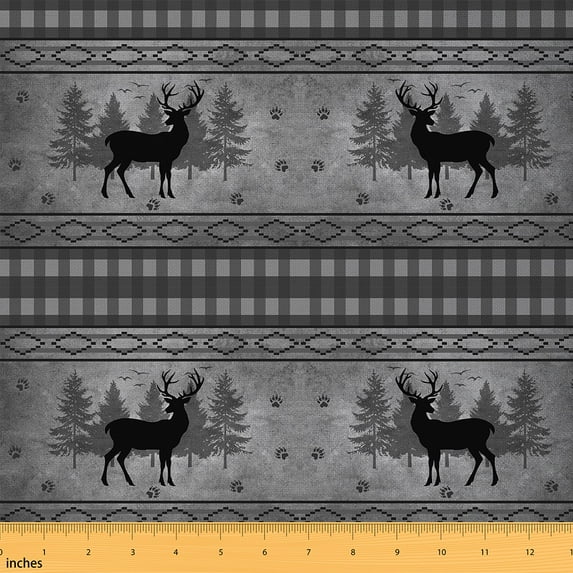 jejeloiu Jungle Animal Deer Fabric by the Yard 10 Yards,Retro Boho Geometric Room Decor Fabric by the Yard,Tropical Botanical Pine Sewing Fabric For Child,Luxury Bedroom Decor