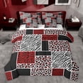 thumbnail image 1 of jejeloiu Jungle Animal Leopard 7-Piece Bedding Comforter Set,Cheetah Zebra Print Buffalo King Bedding Sets,Black White Red Bed Sheets For Adults,Microfiber Bedroom Decor Reversible, 1 of 8