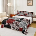 thumbnail image 1 of jejeloiu Jungle Animal Leopard Twin Sheet Sets,Cheetah Zebra Print Buffalo Twin Fitted Sheet,Black White Red Flat Sheet For Adults,Microfiber Bedroom Decor,3pcs, 1 of 7