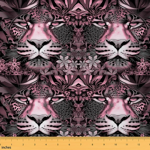 jejeloiu Jungle Animal Tiger Fabric by the Yard 2 Yards,Retro Boho Print Room Decor Fabric by the Yard,Pink Bohemian Geometric Fabric for Sewing For Child,Luxury Bedroom Decor