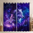 thumbnail image 1 of jejeloiu Jungle Animal Wolves Blackout Curtains,Galaxy Starry Sky Curtains Pack of 2 (38x45 Each),Purple Black Window Curtains For Girls Boys,Breathable Home Decor, 1 of 6
