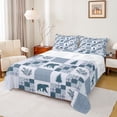 thumbnail image 1 of jejeloiu Jungle Animals Bear Full Size Sheets,Blue Pine Tree Bed Sheets For Boys Kids 4pcs, 1 of 7