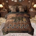 thumbnail image 1 of jejeloiu Jungle Bear 7 Pieces Bedding Comforter Set,Rustic Leaf Full Bedding Set,Retro Brown Cowhide Fitted Sheet Flat Sheet For Men Women,Microfiber Bedroom Decor Reversible, 1 of 8