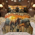 thumbnail image 1 of jejeloiu Jungle Bear 7pcs Bedding Comforter Set,Wild Animal Queen Bedding Sets,Orange Sunset Queen Sheet Sets For Men Women,Microfiber Bedroom Decor Reversible, 1 of 8