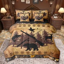 jejeloiu Jungle Deer Fish 7-Piece Twin Bedding Sets,Fishing And Hunting Bedding Comforter Set For Girls Boys Reversible