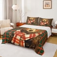 thumbnail image 1 of jejeloiu Jungle Wildlife Bear Bed Sheets,Merry Xmas King Sheets,Green Red Checkered Sheet Set For Teens,Breathable Home Decor,4 Pieces, 1 of 7