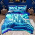 thumbnail image 1 of jejeloiu Jungle Wildlife Wolf Queen Comforter Set,Watercolor Aurora Bedding Comforter Set For Boys Teens Reversible 3 Pieces, 1 of 8